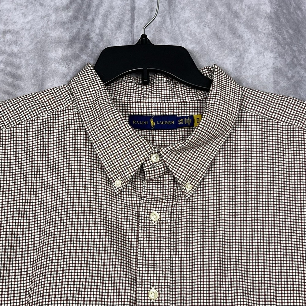 Ralph Lauren Shirt Men's 4XB  Burgundy‎ Black Plaid Button Down 100% Cotton